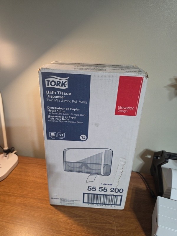 Tork Twin Mini Jumbo Bath Tissue Roll Dispenser 5555290 White New Sealed!! T2