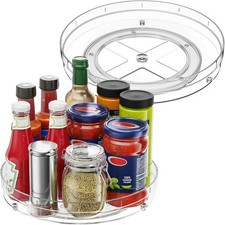 2 Pack Large Lazy Susan Organizer for Cabinet, Non-Skid, 10.7" Fridge