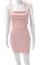 Lulus Womens Pink Square Neck Sleeveless Knee Length Polyester Dress Size S