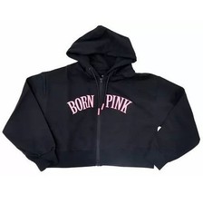 BLACKPINK World Tour Born Pink JP Cropped Zip-Up Hoodie Black Size M US S USED