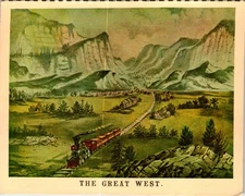 Vintage The Great West Steam Train Postcard Merrimack Publishing Currier & Ives