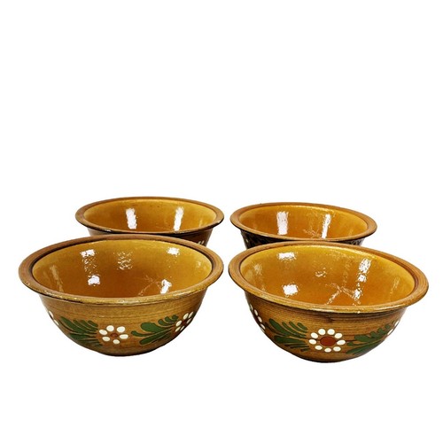 Soufflenheim rustico francese vintage Alsazia set 4 ciotole cereali terracotta margherita