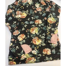 Ampersand Avenue Women S Black Floral Long Sleeves Double Hood Sweatshirt Pocket