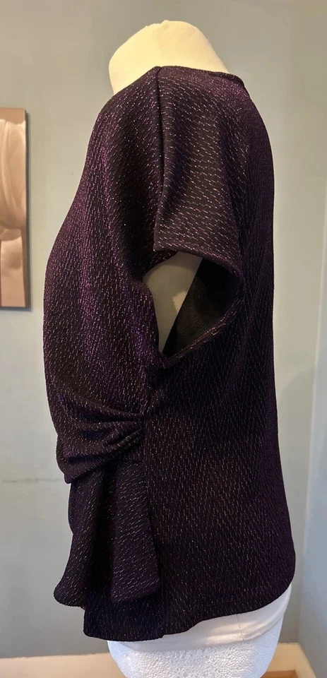 BHS Special Occasion sparkly Purple Top  Size 16 Ruched - Image 3 of 4