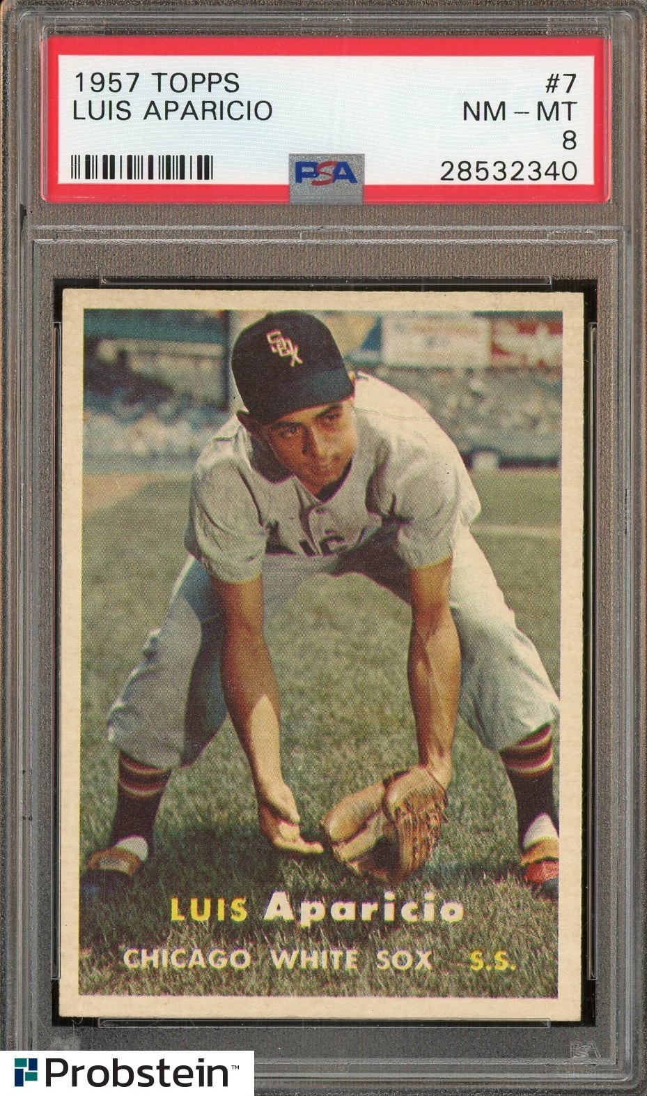 1957 Topps #7 Luis Aparicio Chicago White Sox HOF PSA 8 NM-MT " CENTERED "