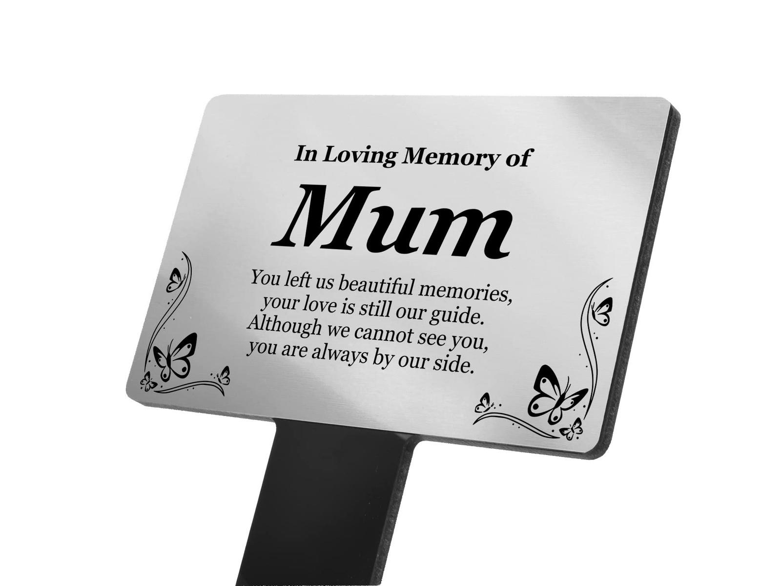 🥈 Silver “In Loving Memory Mum” Memorial Plaque – Outdoor Grave Marker Stake