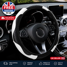 Steering Wheel Cover for Ford Transit Custom PU Leather Carbon Fibre Effect 38cm