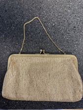 Gold Lame' Evening Handbag/Clutch Kiss Closure. Vintage.