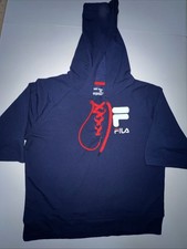 Fila Hoodie Sweatshirt Women s Medium Hooded Navy Blue Red Accent Logo