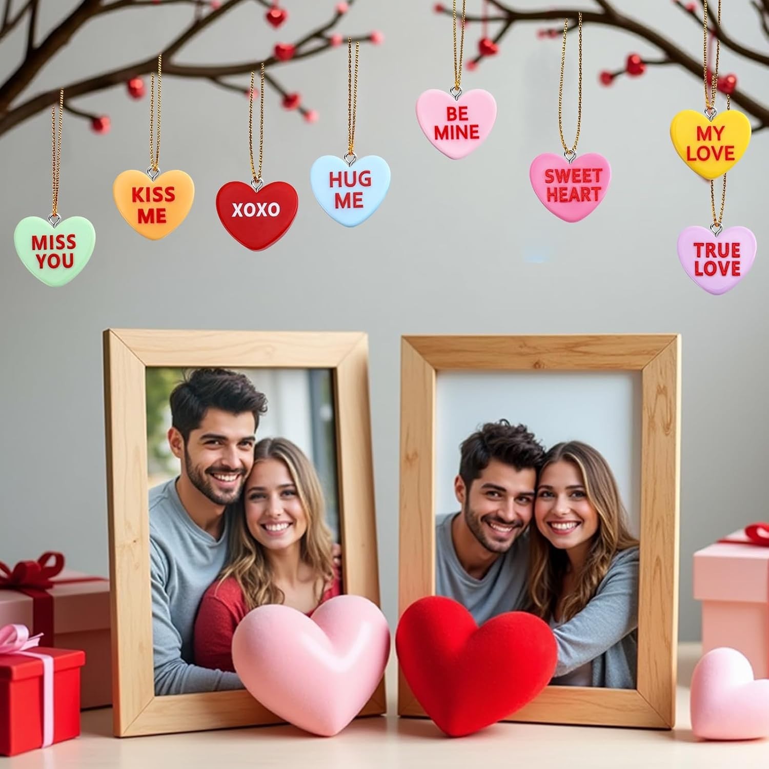 48PCS Valentine's Day Ornaments Mini Resin Conversation Hearts Ornaments Tiny... thumbnail 6