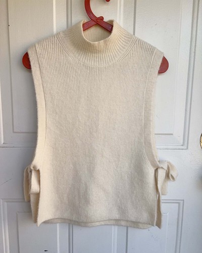 & Other Stories Wool Mohair Side Tie Sweater Vest Cream One Size Mock Neck