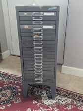 Metal Filing Cabinet, 20 Drawers, Grey, 71cm High, 28cm Wide, 40cm Deep