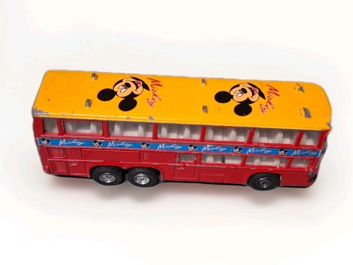 Vintage Disney Mickey Mouse Double Decker Toy Bus – Red/Yellow Diecast - Picture 3 of 5