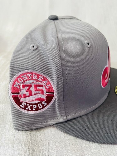 New Era Montreal Expos Patch Jordan Cool Grey Infrared 59Fifty 5950 7 1/2 Hat - Picture 2 of 4