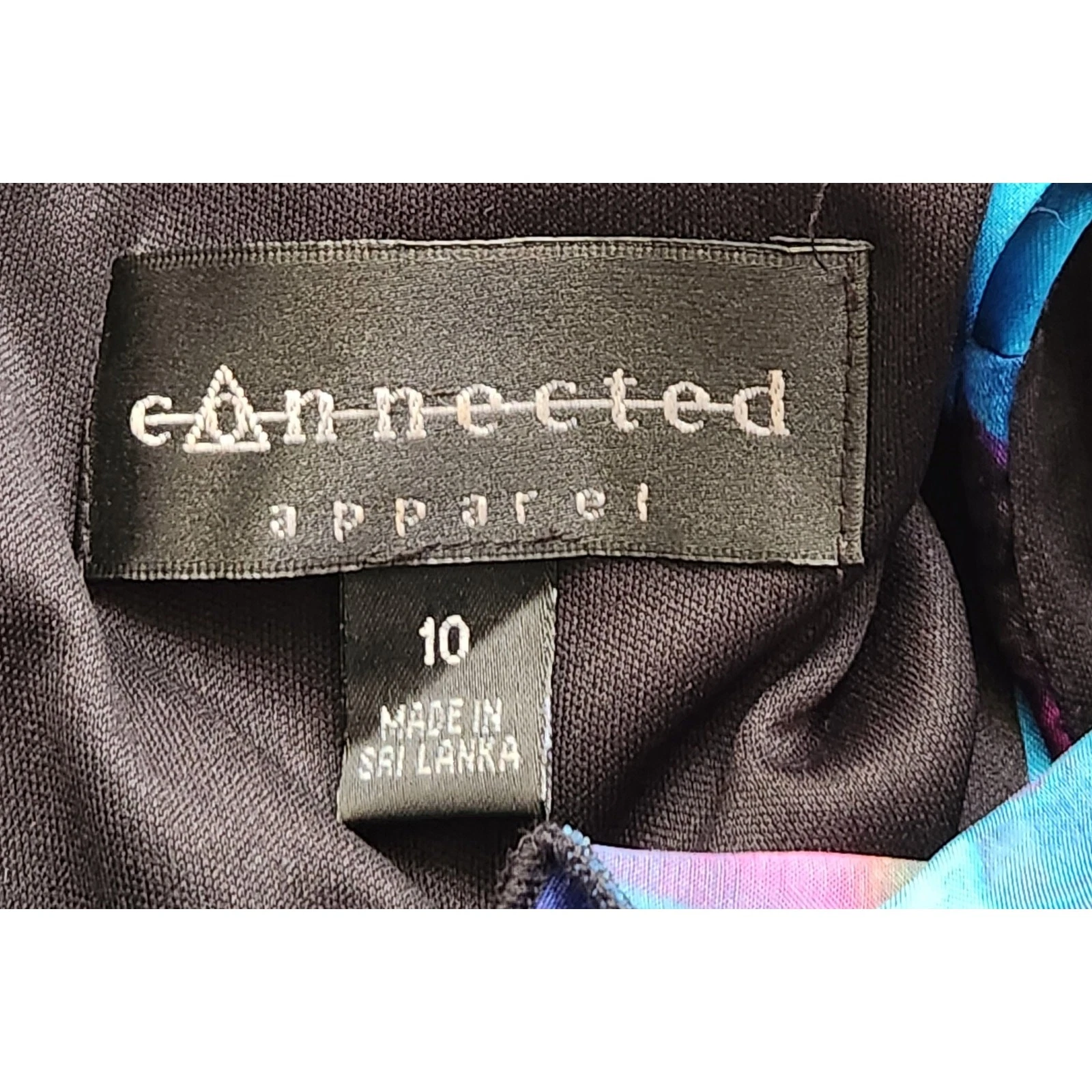 VETEMENTS Abito Connected Apparel blu viola nero collo alto volant linea A 10 leggero