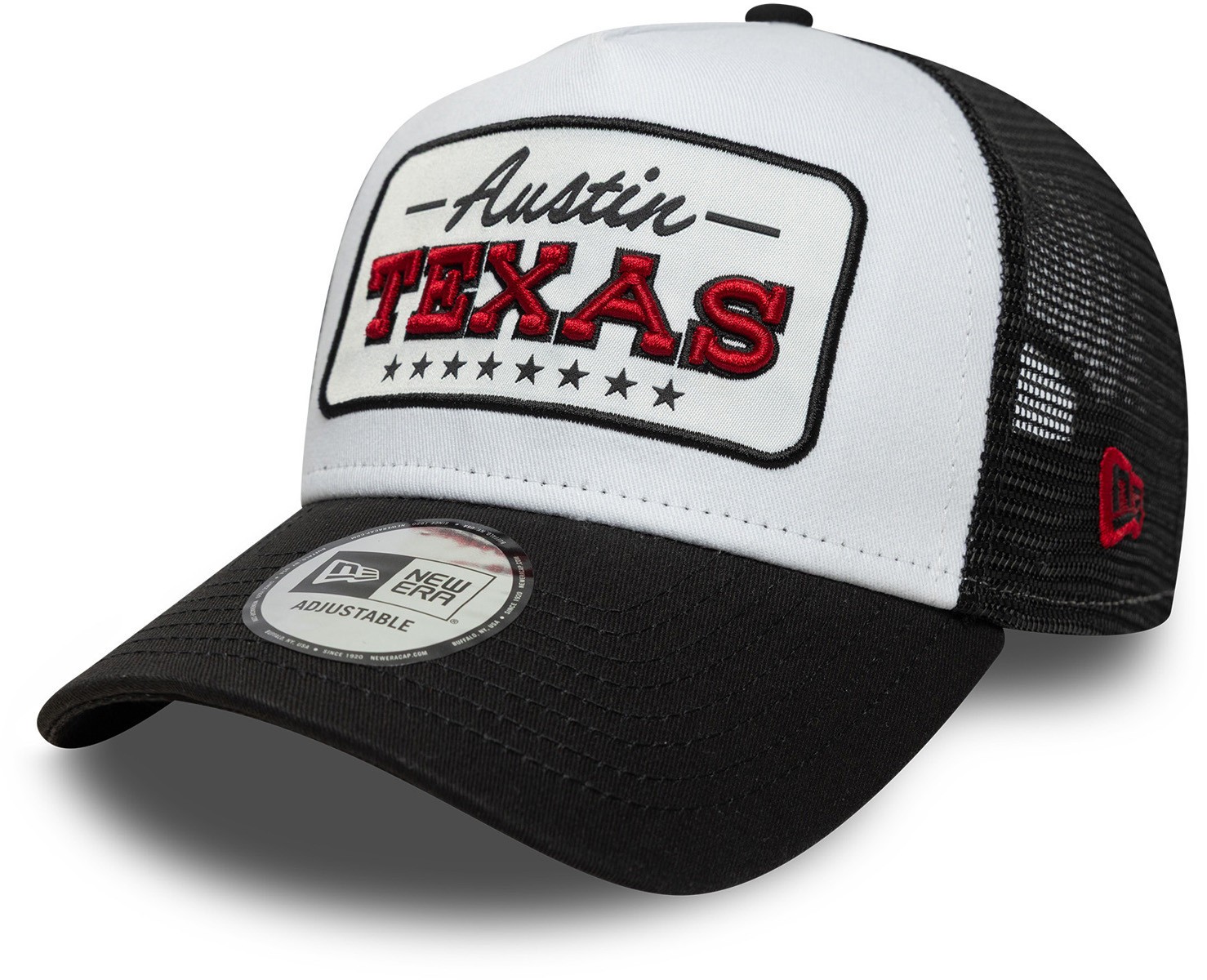 Austin Texas New Era Location Patch Black Trucker Cap