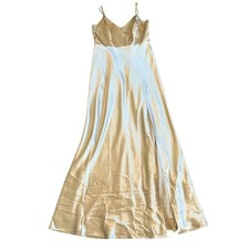 Birdy Grey Jay Strappy Tank Satin Dress Gown Bridesmaid Gold Size Medium NWT