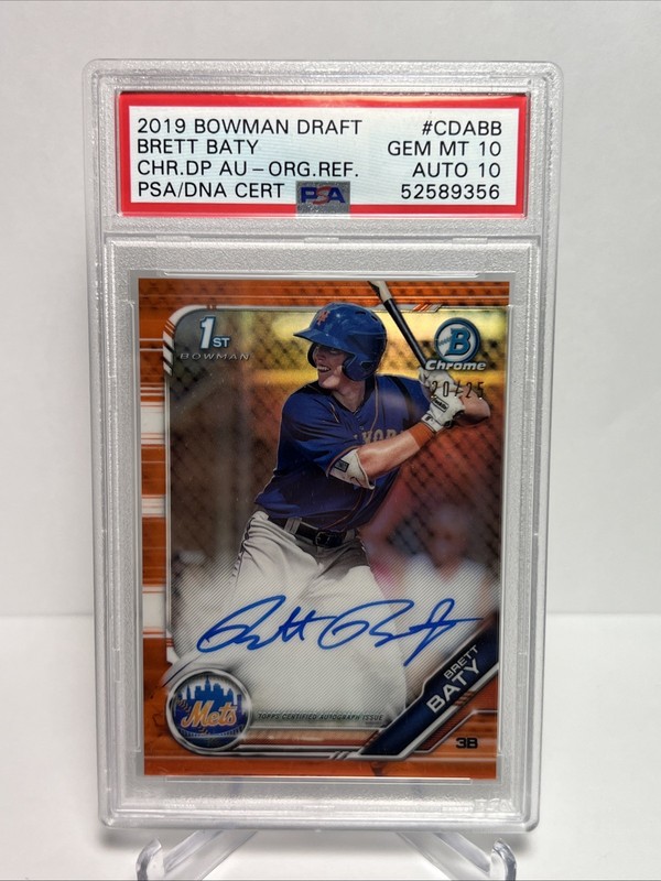 2019 Bowman Chrome Draft Orange Refractor BRETT BATY 20/25 Auto PSA 10 AUTO 10