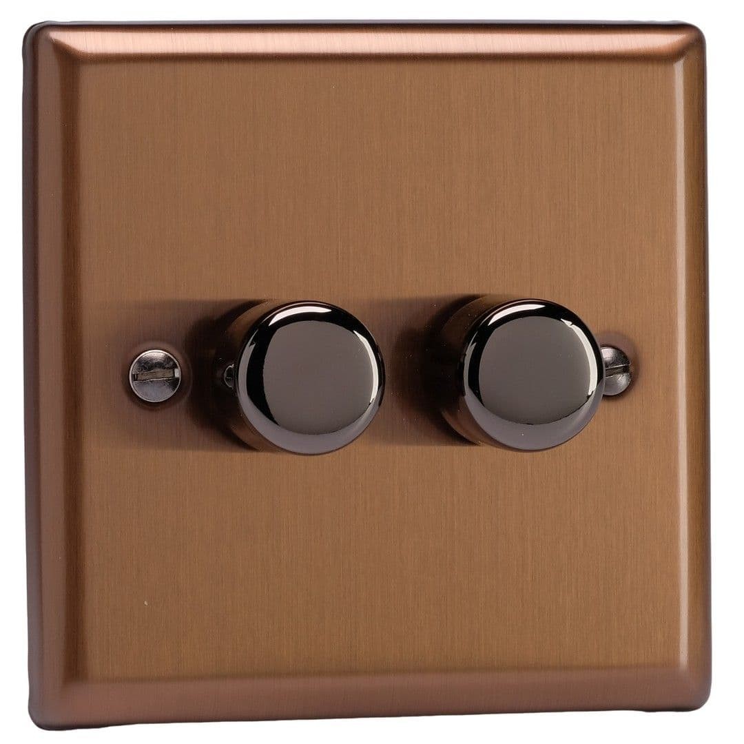 Varilight JYSM102.BZ Brushed Bronze 2 Gang V-Pro Smart Master WiFi LED Dimmer