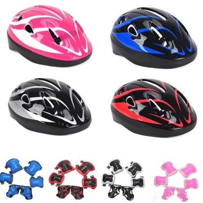 7X Kinder Roller Skating Schutz Getriebe Set Helm Knie Ellenbogen Handgelenk Pad