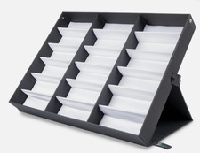 18 Slot Sunglasses Organizer Box Stand Display Case/Tray, Fabric Lined  Snap...