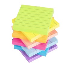 Lined Sticky Notes 3x3 in Bright Ruled Stickies Colorful Super Sticking Power...