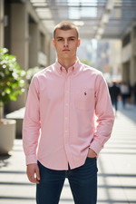 Ralph Lauren Blake Pink 100 Cotton Long Sleeve Men's Dress Shirt XL