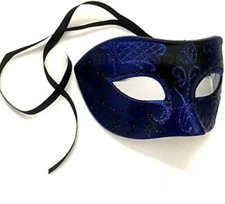 Dark Blue Masquerade Ball Mask Pair Cosplay Prom Dance Birthday Party Wear Deco