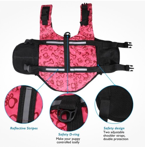 Dog Life Jacket Floatation Pet Swim Life Vest with Reflective Strips Size M NEW! - Picture 6 of 10