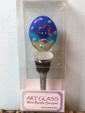 Art Glass Sealife Wine Bottle Stopper Fish In Ocean NEW NIB