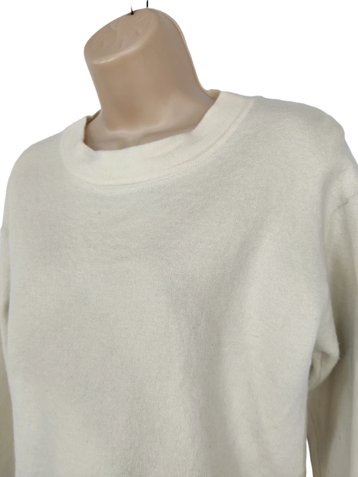 MUJER ROMPECABEZAS TALLA M MEDIANO CREMA LANA RICO CORTO INVIERNO JERSEY SUÉTER Foto 3 de 4