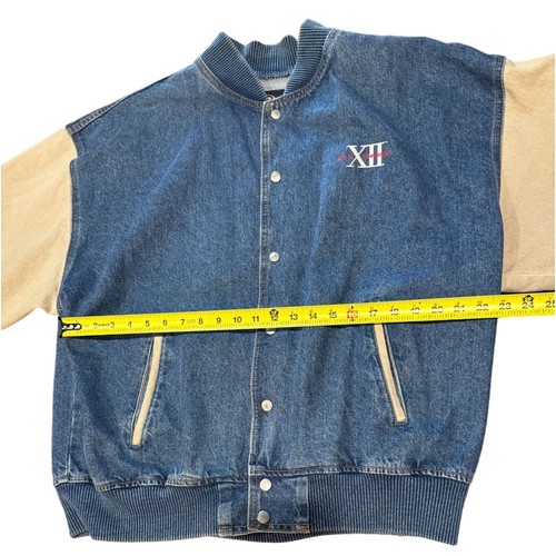Mens BIG 12 Conference Denim Quilted Bomber Jacket PreOwned Size XL |P1 - Picture 7 of 7