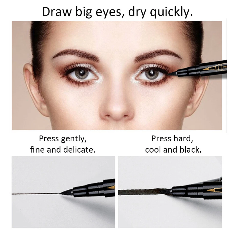 2-In-1 Microblading Tattoo Eyebrow Eyeliner Pen Pencil Long Last 3D Fork Makeup - Image 4 of 4