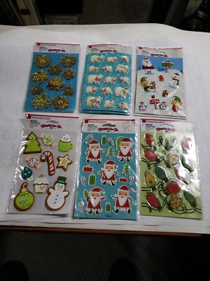 Vtg LOT Of 6  Christmas Holiday Puffy Stickers Stickety DOO Da American Greeting