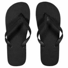 Black BASIC Solid Men's Rubber Flip Flops Shoes Beach Sandals Sm Med Lg. XL NWT
