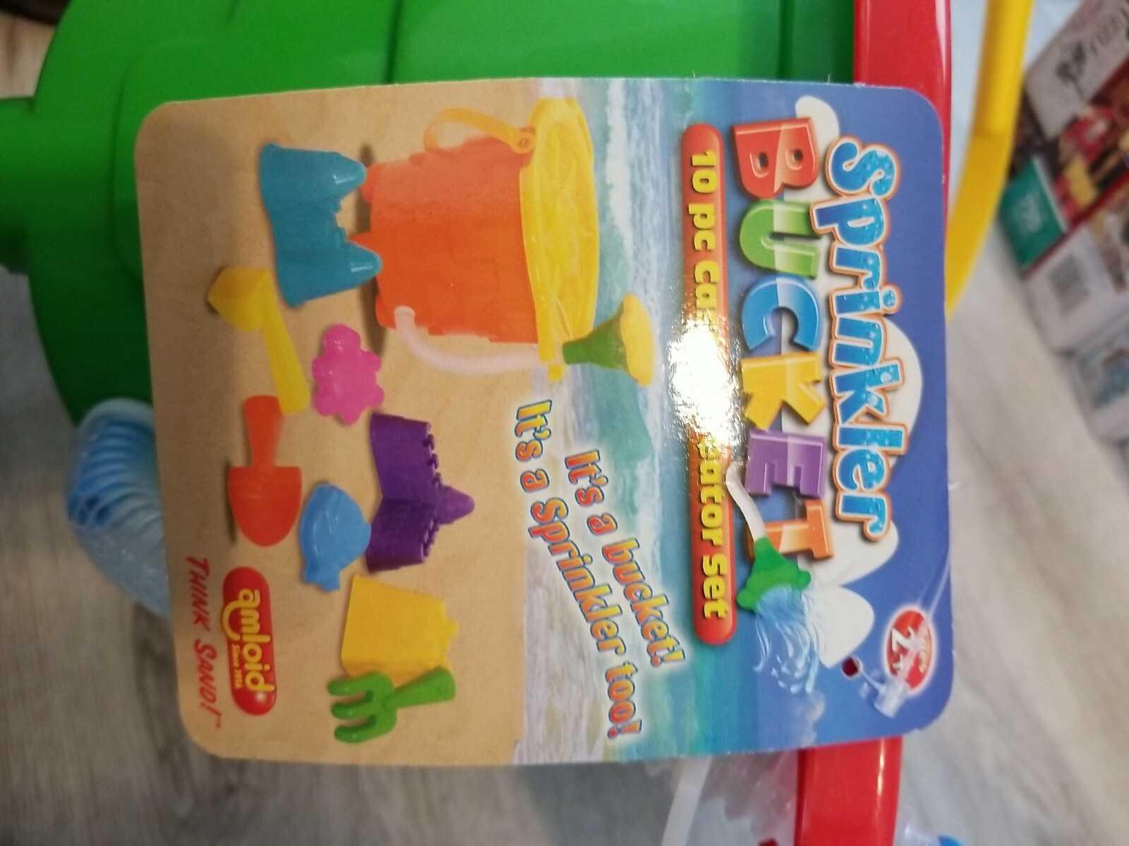 beach bucket with sprinkler