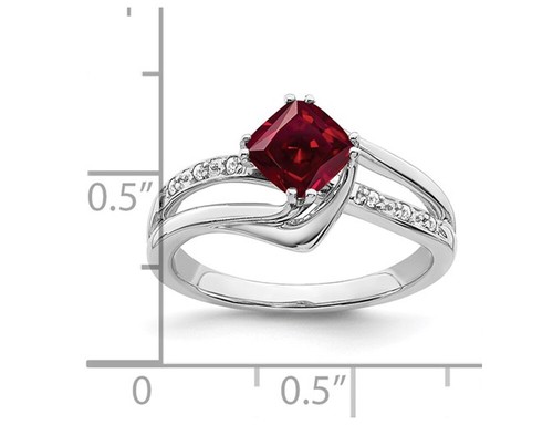 1.25 Carat (ctw) Lab-Created Ruby Ring 14K White Gold - 第 2/5 張圖片