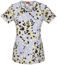 Dickies Womens Print Scrub Top Medical 85825 WHBZ Sizes XXS to -XXL