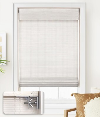 LazBlinds No Tools No Drill Cordless Bamboo Roman Shades 33'' W x 64'' H
