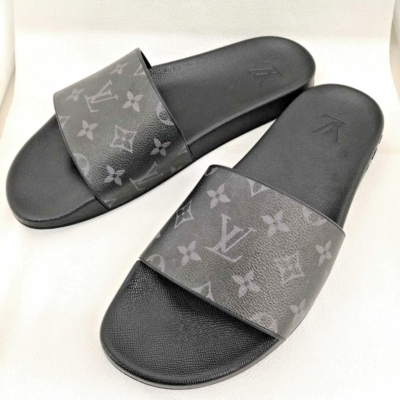 Louis Vuitton サンダル サイズ9 Louis Vuitton Mens Waterfront Monogram Black Slide Sandal Size 9