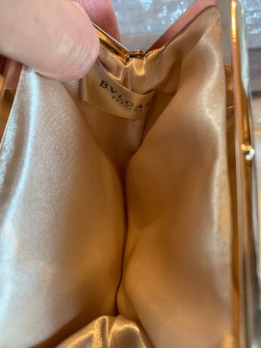 Adorable BVLGARI Shimmering Gold BEAUTY POUCH- Small Clutch W Satin Dust Bag - Picture 4 of 7