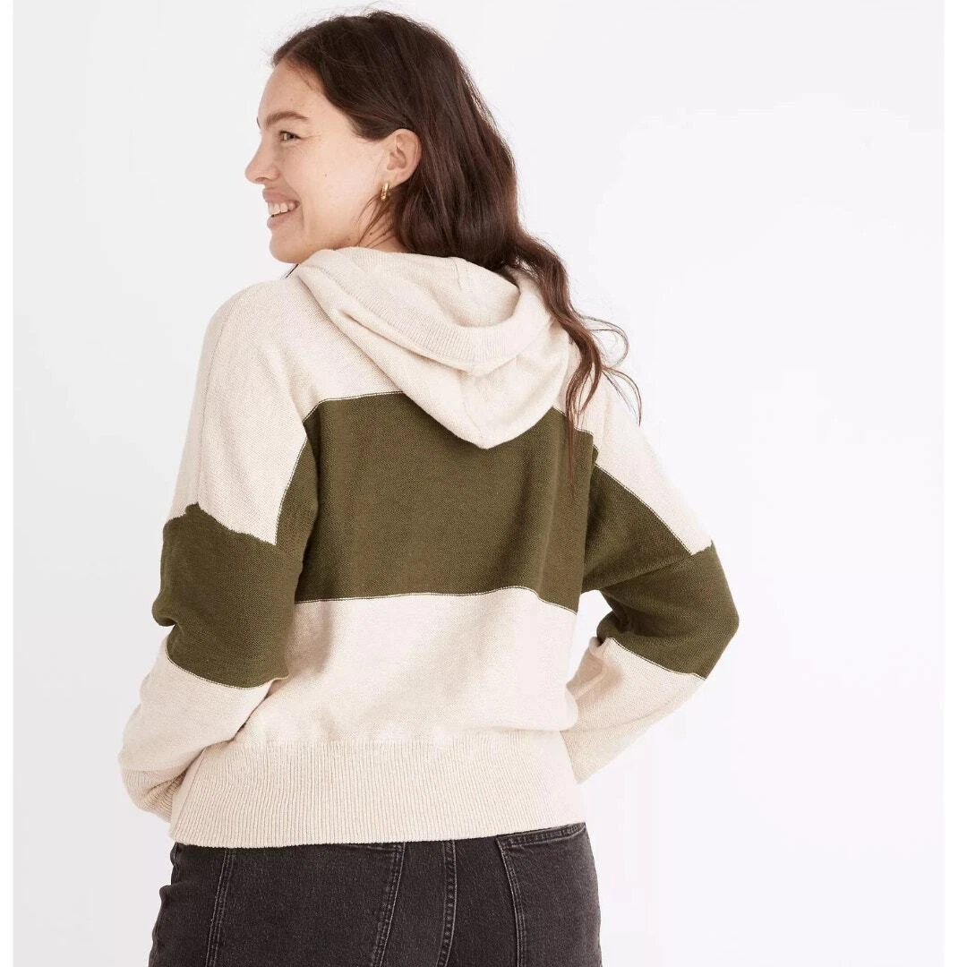 OFF WHITE NUOVO Madewell Clairview Felpa con Cappuccio in Colorblock S