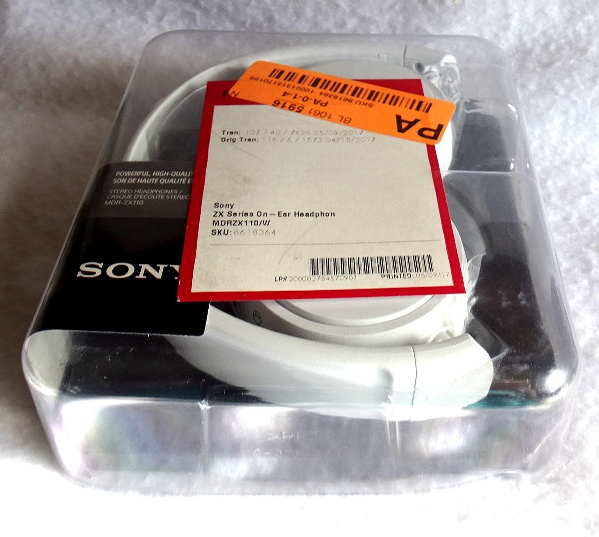 New White Sony Stereo Headphones MDR-ZX110/WC(UC) Open Box