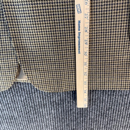 Vintage Club Room Blazer Men 46L Houndstooth Silk Wool Sport Coat Jacket Tan - Picture 10 of 10