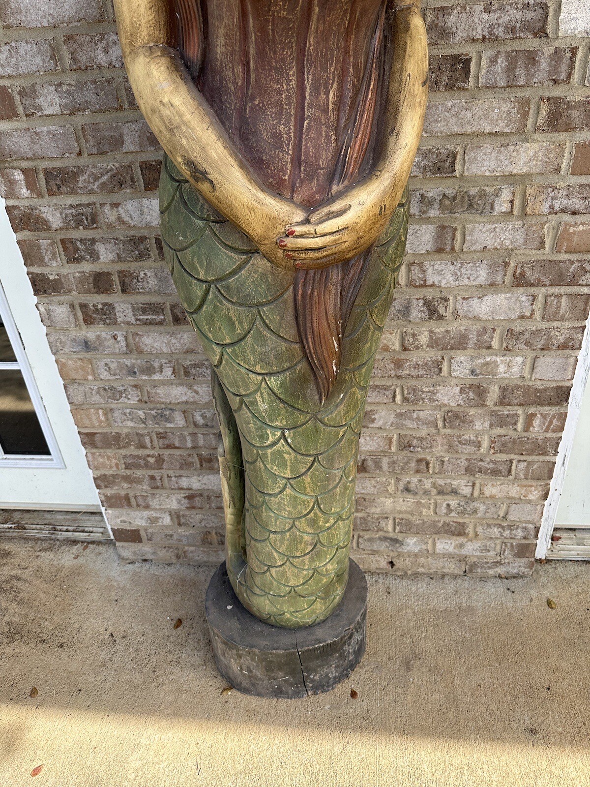 7 Ft Large Carved Wooden Mermaid Statue Mythical Siren Beach Nautical