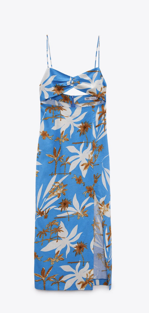 zara cut out blue dress CUT OUT STRAPPY MIDI DRESS - Ink blue