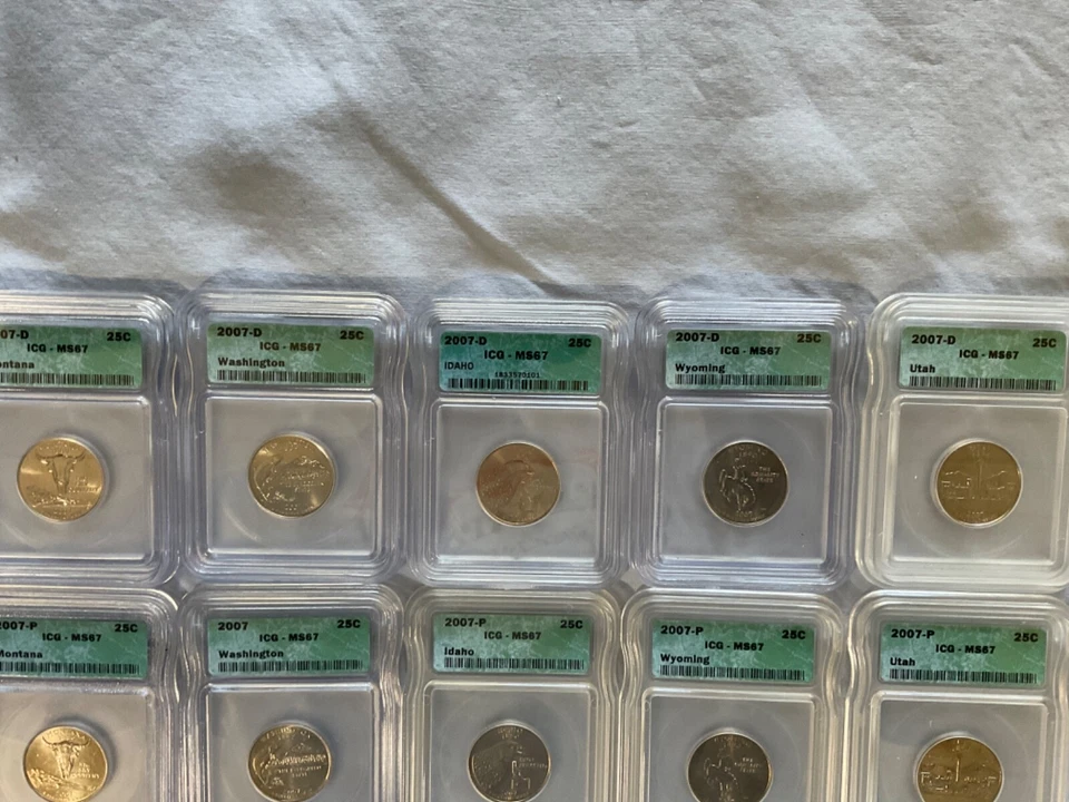 Year 2007 United States mint state quarters a lot of 10 graded by ICG - Image 2 of 3