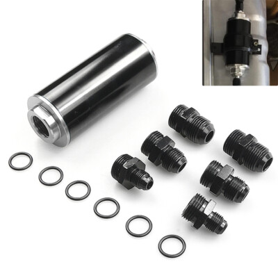 Inline Fuel Filter 100 Micron with 6AN 8AN 10AN Adapter Universal 50MM