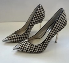 Michael Kors schwarz weiß Dogtooth Ponyhaar Zady verspiegelte Zehenpartie High Heels US 6 M