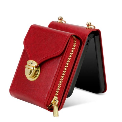 Zipper Wallet Purse Crossbody Phone Case For Samsung Galaxy Z Flip5 4 Flip 3 5G - Picture 23 of 67
